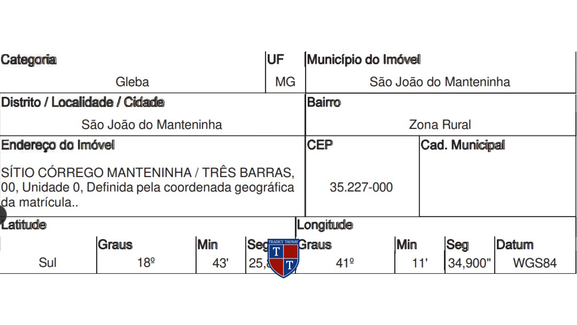 Foto 1 de GLEBA em CENTRO, SAO JOAO DO MANTENINHA/MG - Imóvel Retomado CAIXA Ref 10290983