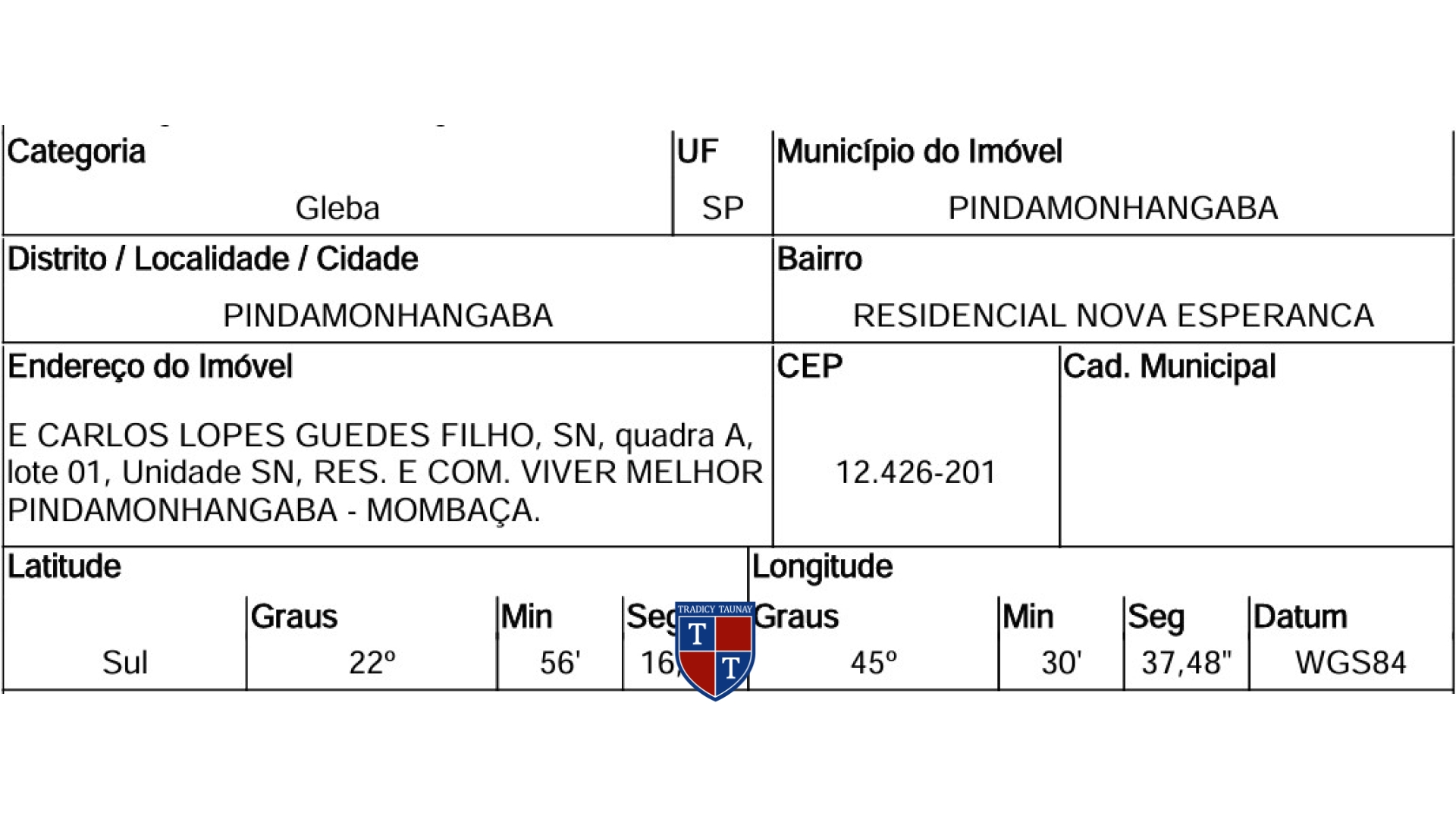 Foto 1 de GLEBA em RESIDENCIAL E COMERCIAL VIVER MELHOR PIN, PINDAMONHANGABA/SP - Imóvel Retomado CAIXA Ref 10300975